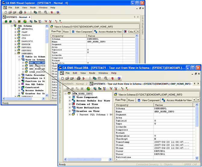Tear-Out Window with EMP_HOME_INFO as the root branch