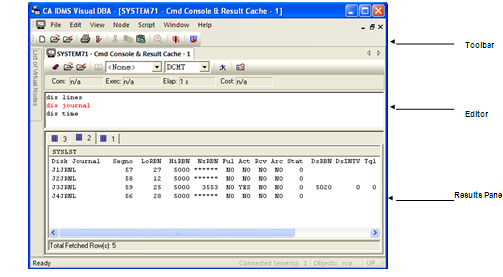 Command Console Workspace includes a number of features that simplify working with CA IDMS command processors