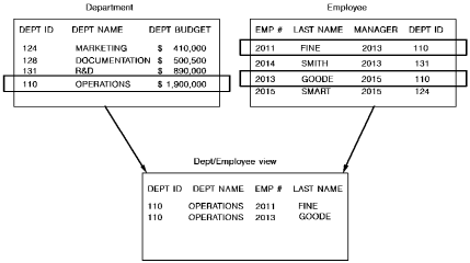 The Department and Employee data tables.