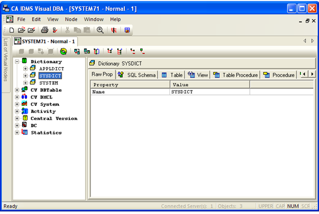 When you click an object in the object tree pane, the Detail Information pane displays labeled tabs that provide attribute information.