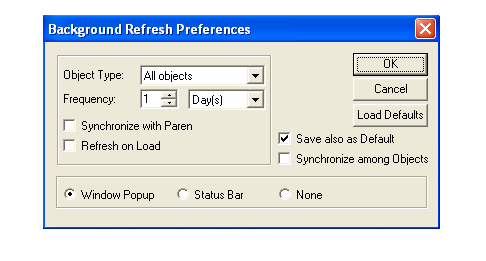 Set the background refresh preferences in order to refresh different object types at different frequencies.