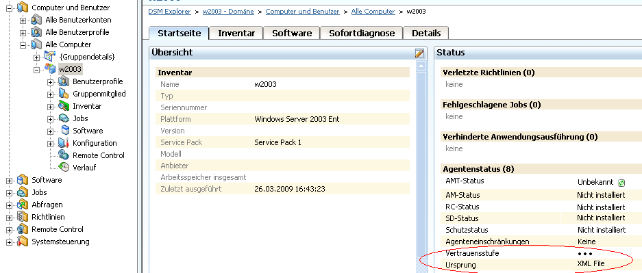 Screenshot der Registerkarte "Startseite" eines Assets (Asset Collector)