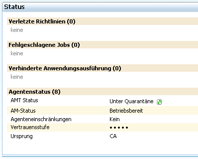 Screenshot mit Informationen zum Intel AMT-Status (Abschnitt "Status")