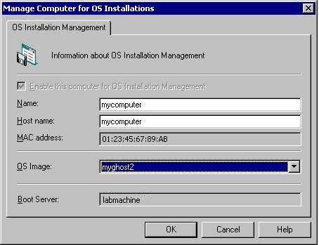 Manage Computer for OS Installations Dialog