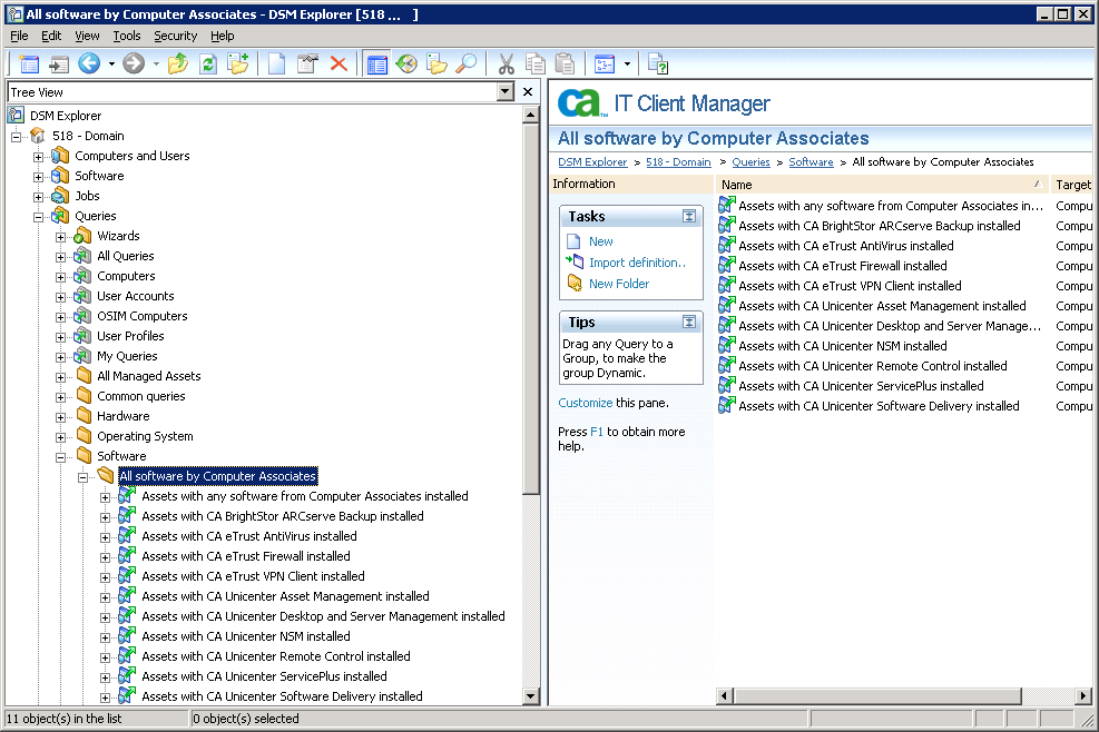 Queries, Software, All software by Computer Associates Node