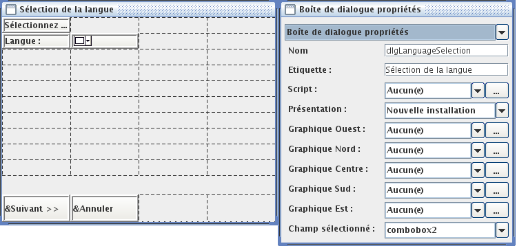 Zone de travail affichant les zones En-tête, Entrée et Navigation