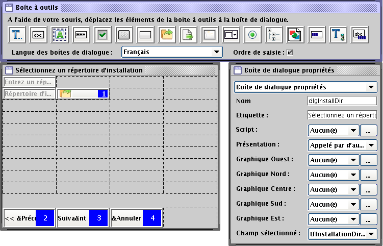 Boîte de dialogue Ordre de saisie indiquant l'ordre de saisie dans la boîte de dialogue d'installation