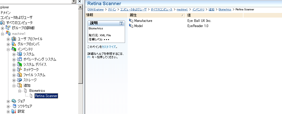 ユーザ定義のハードウェア インベントリを示す図