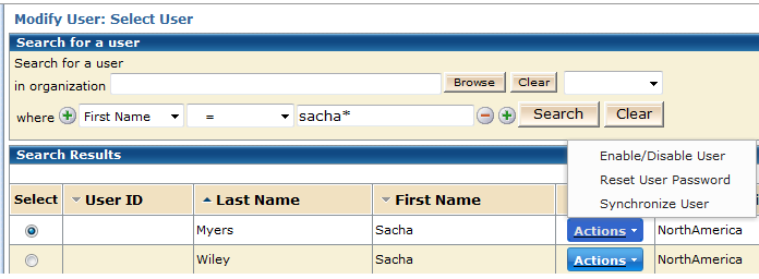 Screen shows viewing additional tasks as menu items of a selected user