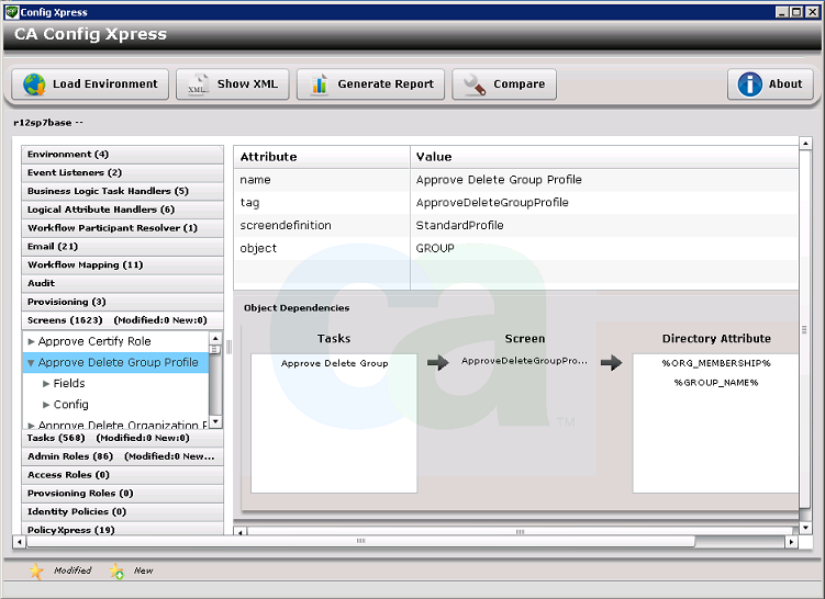 Schermata dello strumento Config Xpress