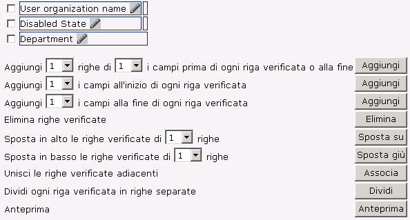 Controlli per spostare i campi in una schermata di profilo