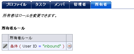 ［所有者］タブ スクリーンショット