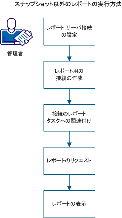 スナップショット以外のレポートを実行するプロセスを示した図