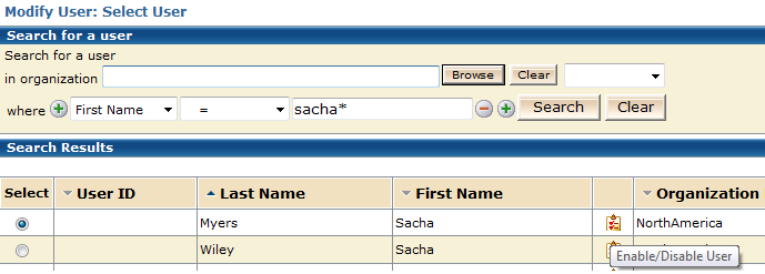 Screen shows viewing additional tasks as icons for a selcted user