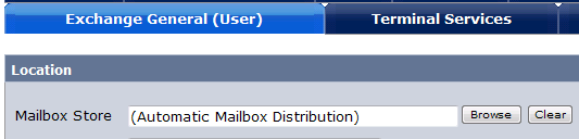 Screenshot of the Browse button next to the Mailbox Store field