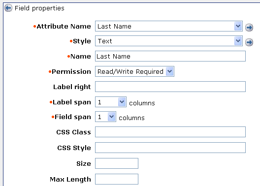 Options for configuring field properties