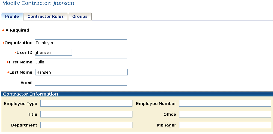 A profile tab with two page sections