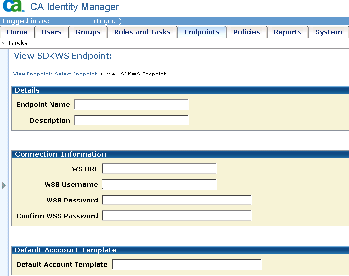 The Endpoints tab contains endpoint details and connection information