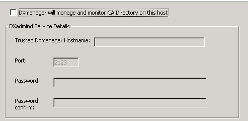 This dialog shows the DXmanager checkbox is cleared.