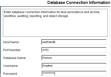 The user enter information about the database.