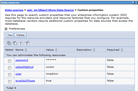 The custom properties shows four resources.