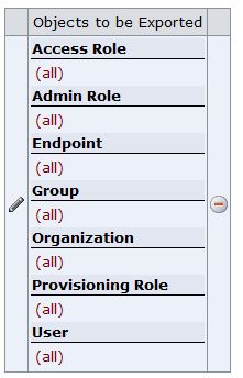 Snapshot Definition Drop-down Selected Objects