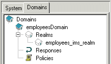 Screen showing the tree structure of domains and domain realms