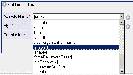 Field properties of Attribute Task Screen