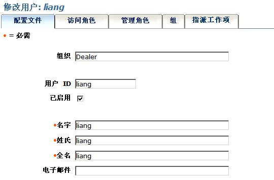 “修改用户配置文件”选项卡示例