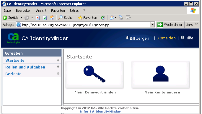 Beispiel: Rollen-Manager sehen weniger Registerkarten