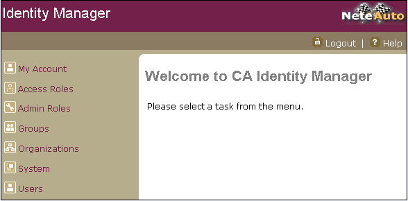 Schermata console utente di NeteAuto
