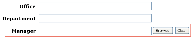 Tela mostrando o Seletor de objetos para o campo Gerente
