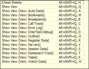Shortcut keys enable you to quickly find a view.