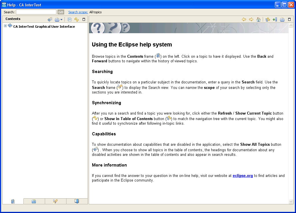 The Help window displays a top-level link to online help.