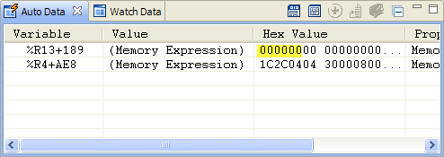 The value of TASKNUM displays in the Watch Data view.