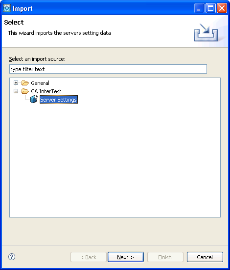 A wizard to help you import server settings.