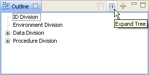 The expand icon in the Outline view.