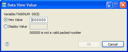 A dialog in which you can change the value of TASKNUM.