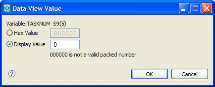 A dialog in which you can change the value of TASKNUM.