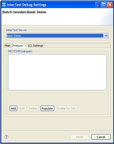 A dialog in which you can select protsym files.
