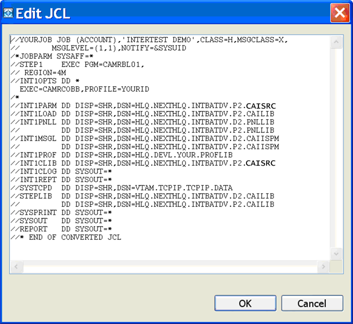 JCl for batch link demo, which you can edit.
