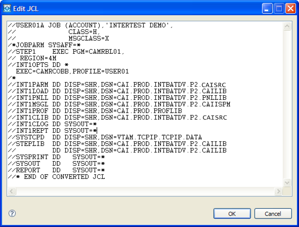 The edited JCL for a COBOL Batch program.