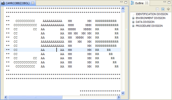 Program CAMRCOBB displays in the Program Listing area