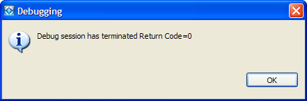 A dialog to indicate that the debug session has finished
