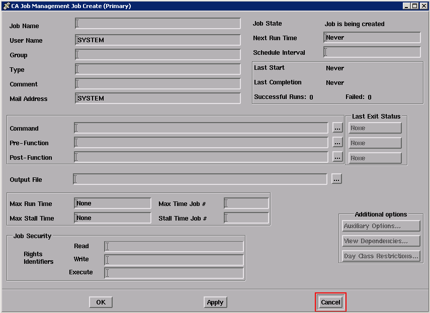 Job Create Primary Extended Fields