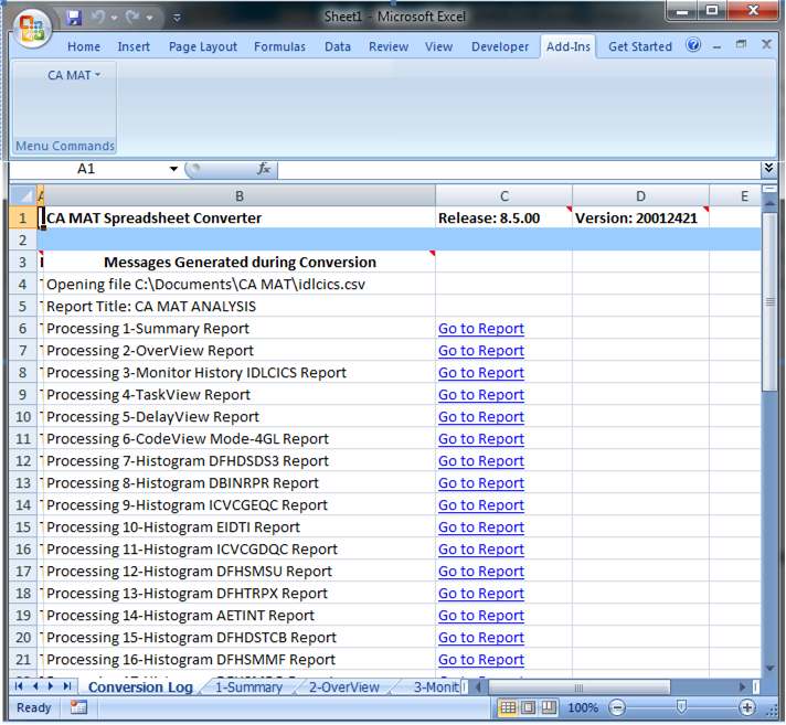 Spreadsheet Converter Reports