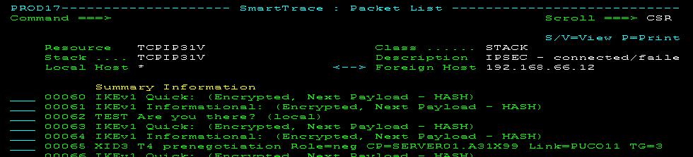 The screen capture shows decoded IKE negotiations.