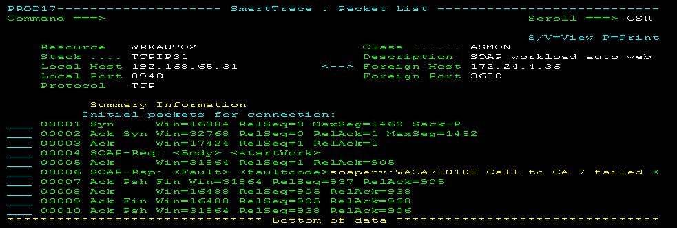 The screen capture shows decoded SOAP transactions.