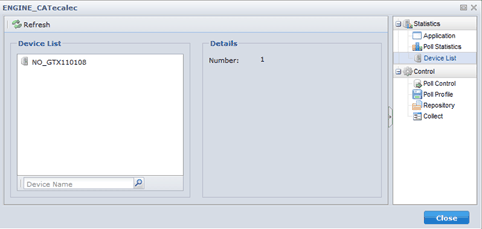 Web コンポーネントの詳細オプション - デバイス リスト