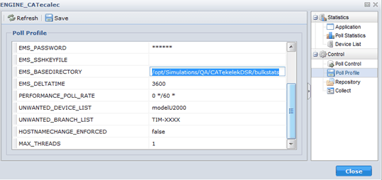 Web コンポーネントの詳細オプション - ポーリング プロファイル